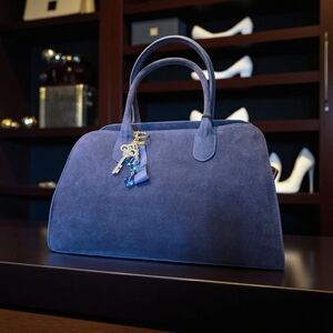 Elegant Blue Suede Satchel (Rare)